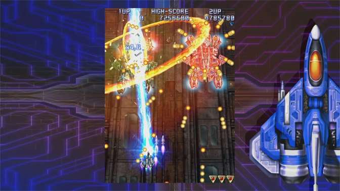 A screenshot from the Raiden 30th Anniversary Game on the Nintendo Switch.